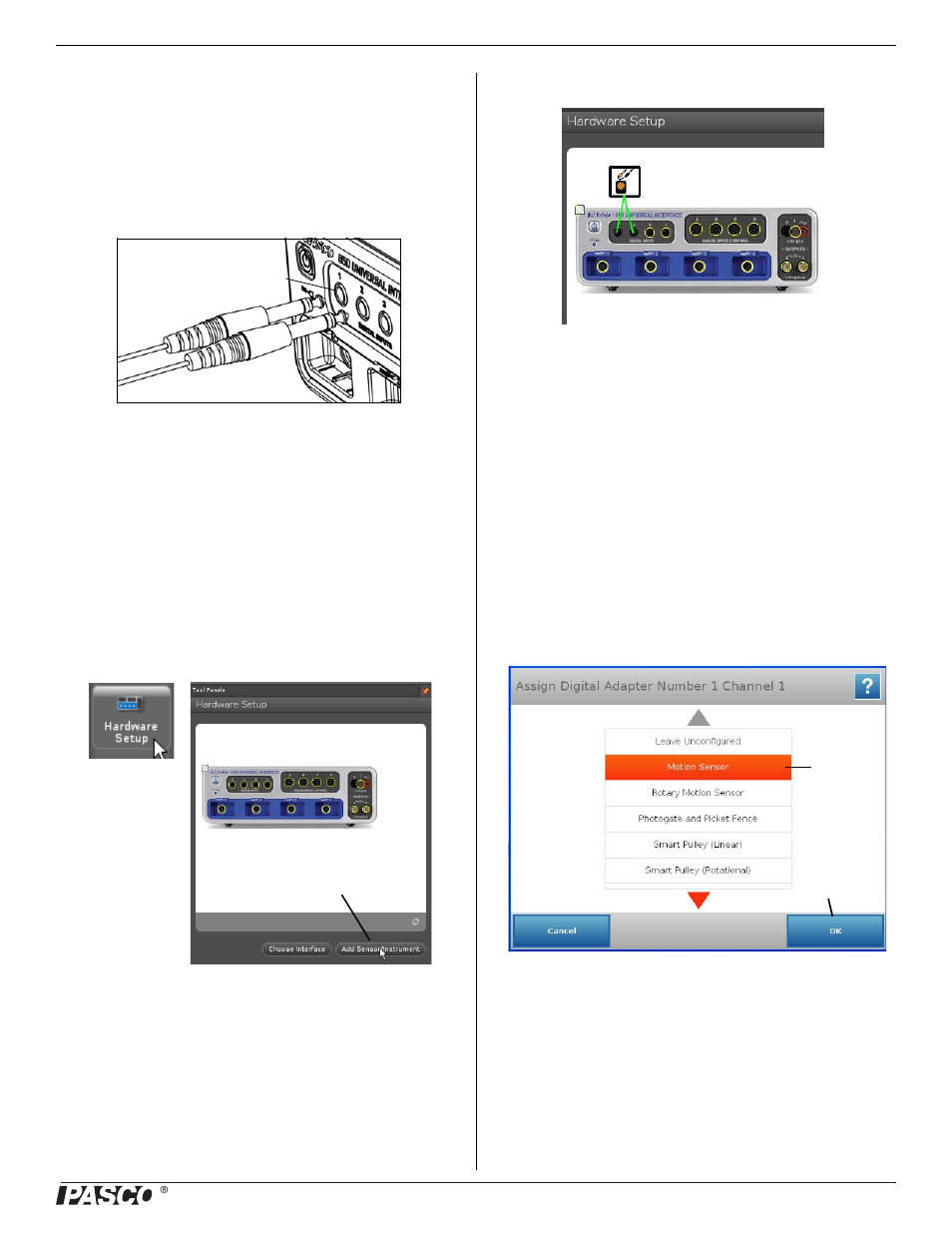 Set-up | PASCO CI-6742A Motion Sensor II User Manual | Page 2 / 5