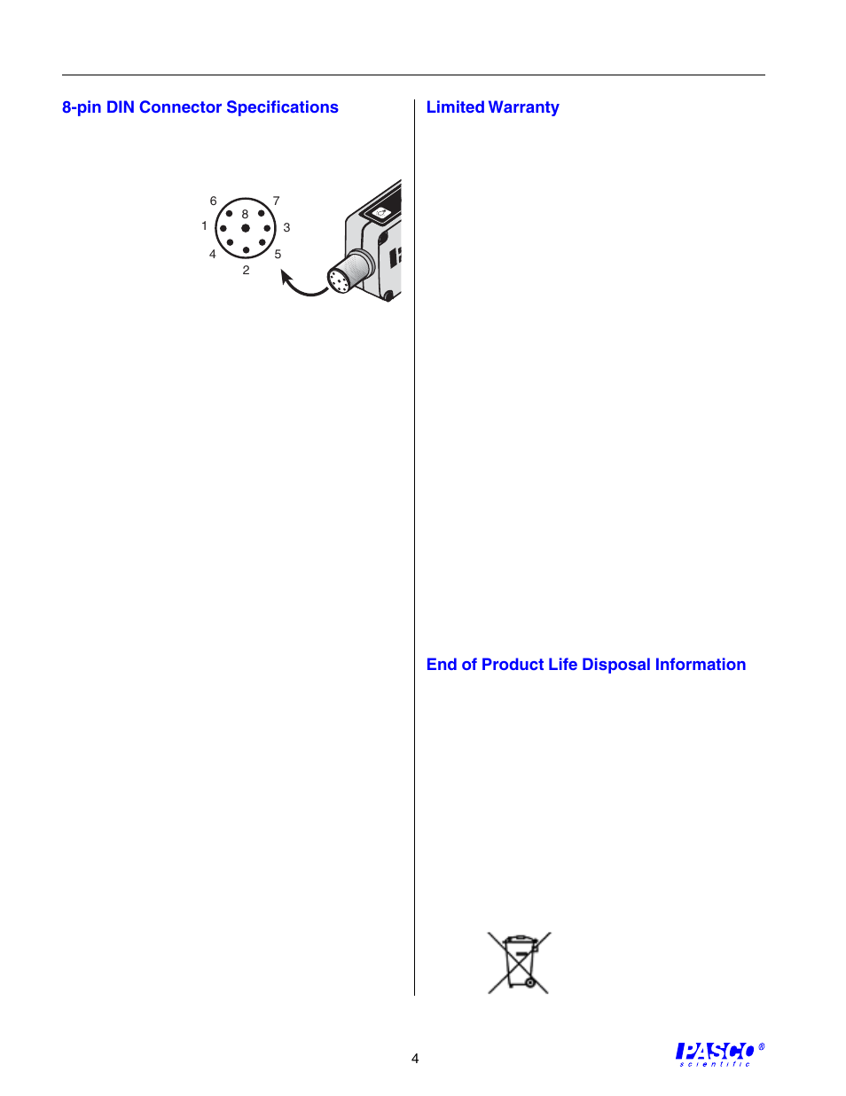 PASCO CI-9784 UVA LIGHT SENSOR User Manual | Page 4 / 4