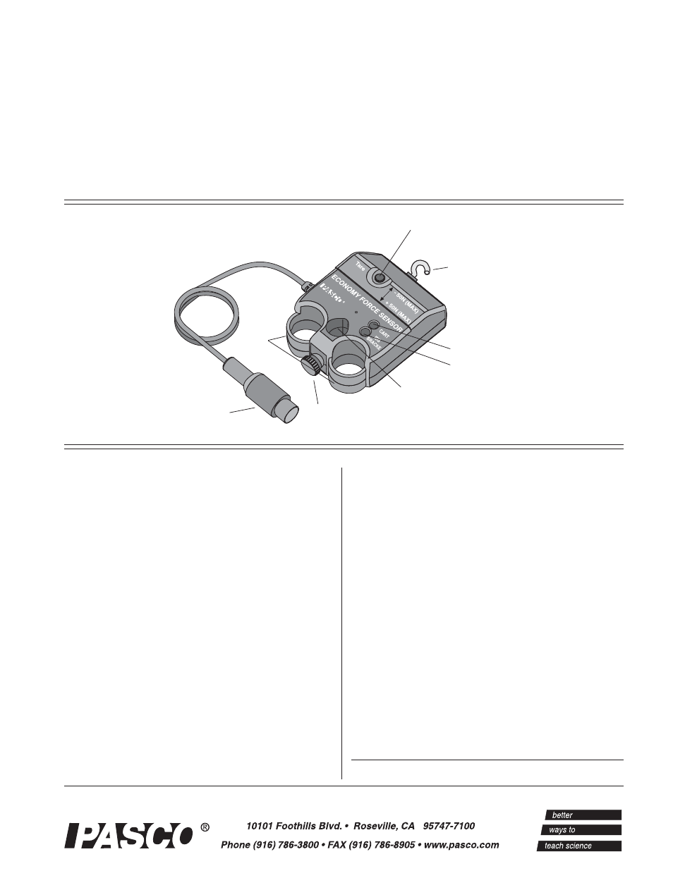 PASCO CI-6746 ECONOMY FORCE SENSOR User Manual | 6 pages