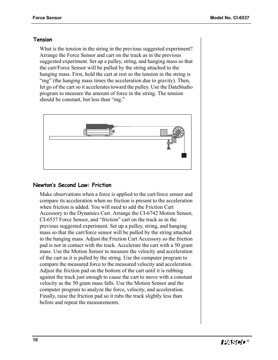 PASCO CI-6537 Force Sensor User Manual | Page 10 / 18