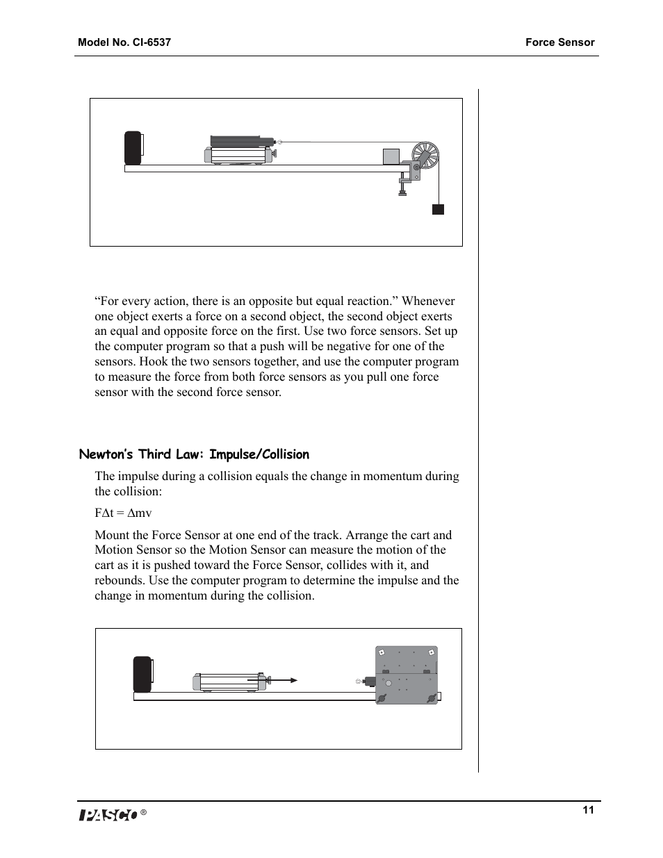 PASCO CI-6537 Force Sensor User Manual | Page 11 / 18