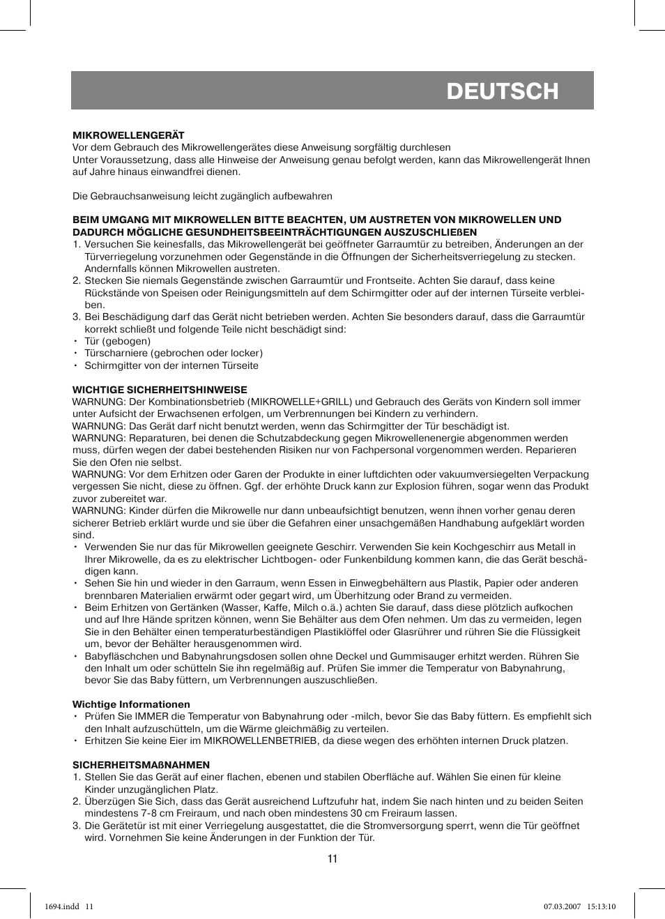 Deutsch | Vitek VT-1694 User Manual | Page 11 / 112