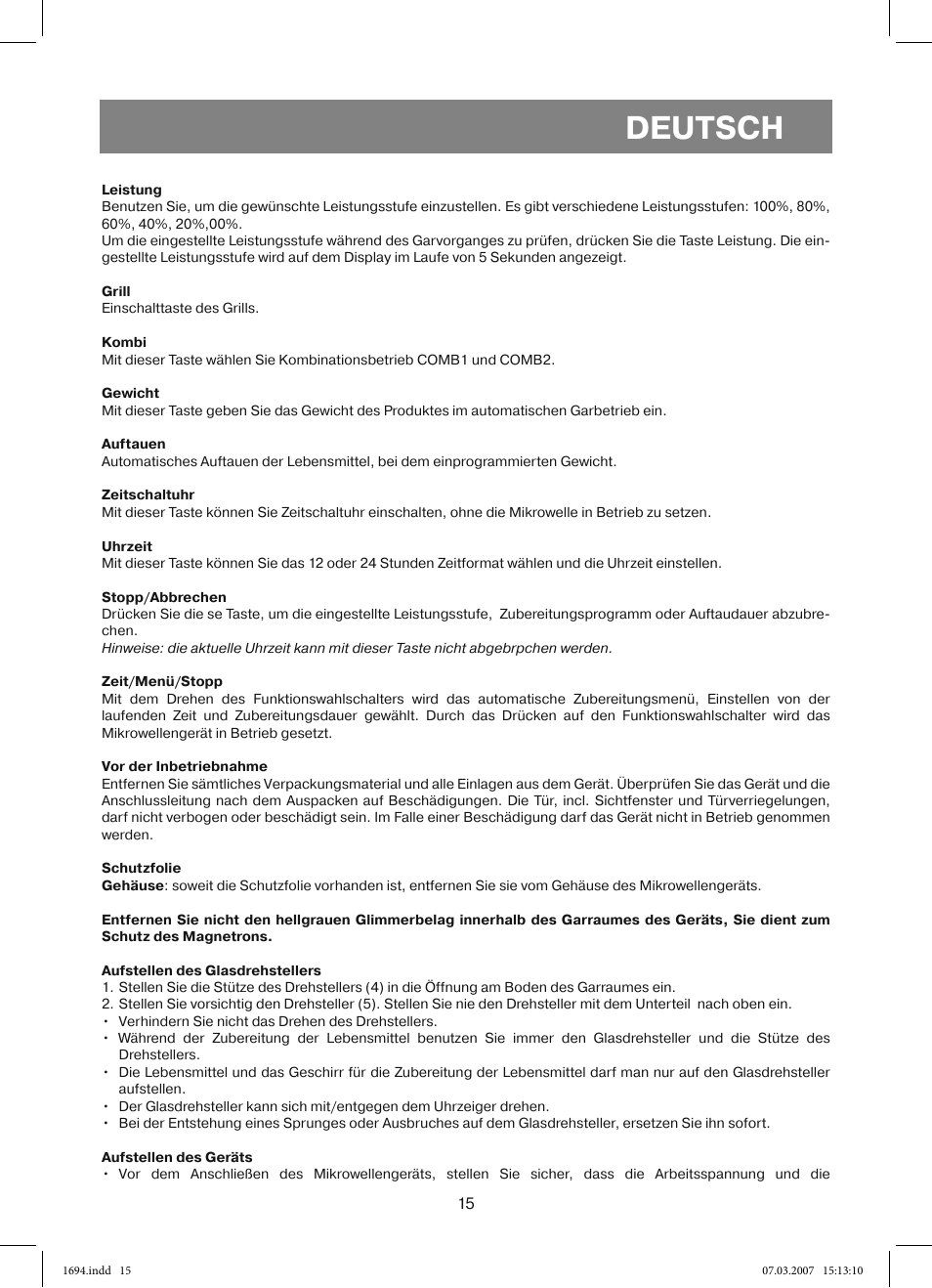 Deutsch | Vitek VT-1694 User Manual | Page 15 / 112
