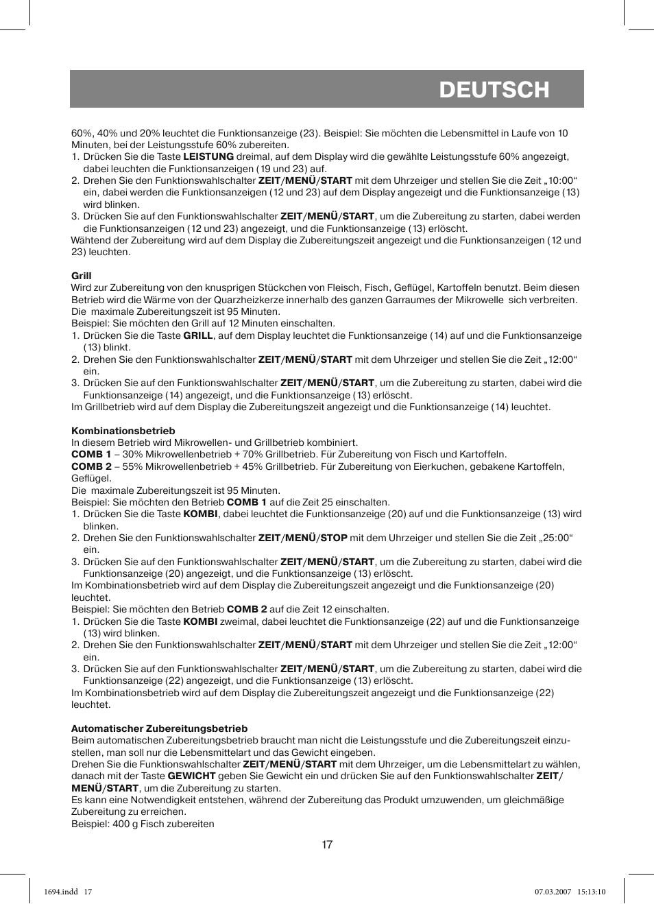 Deutsch | Vitek VT-1694 User Manual | Page 17 / 112