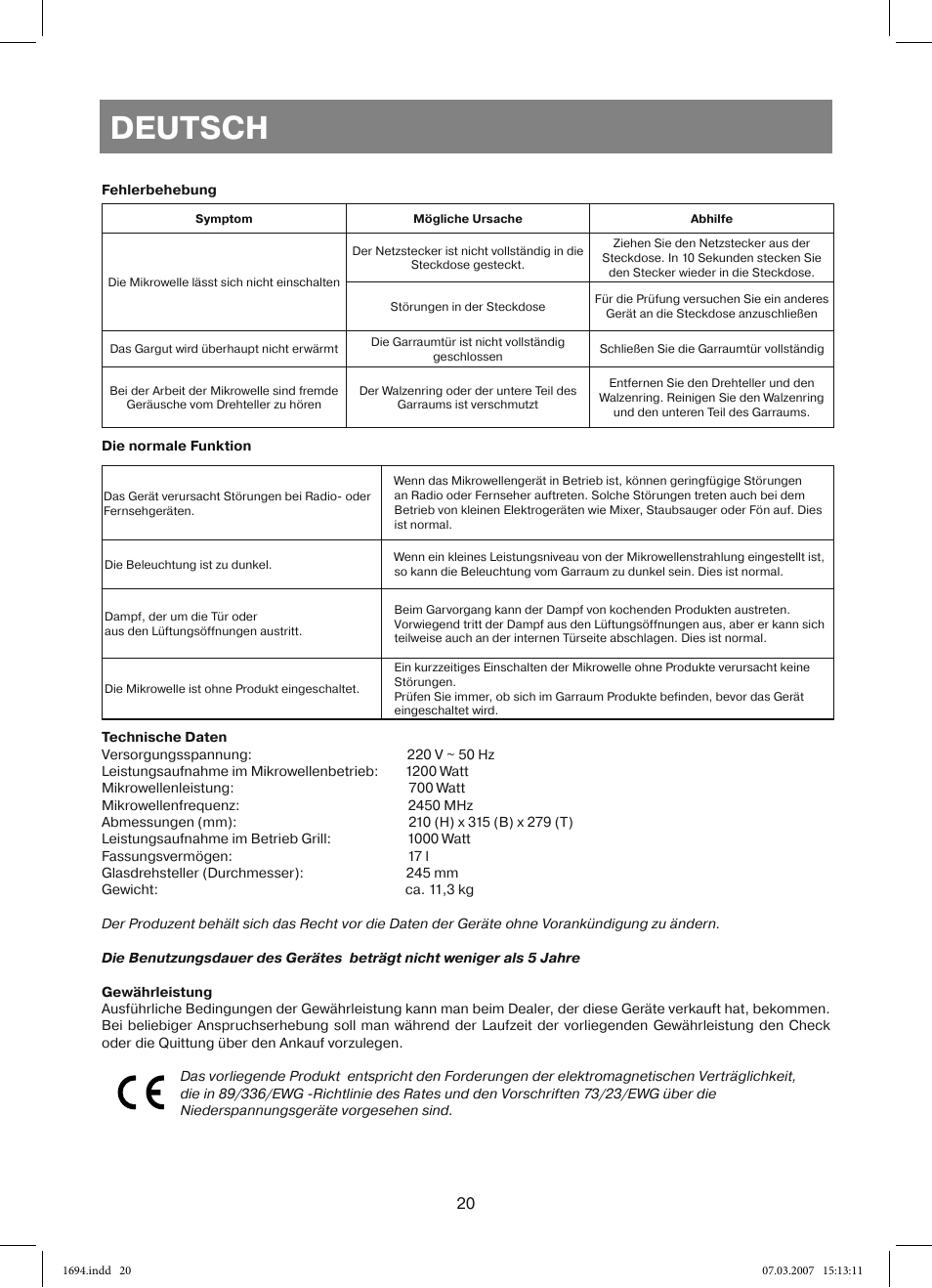 Deutsch | Vitek VT-1694 User Manual | Page 20 / 112