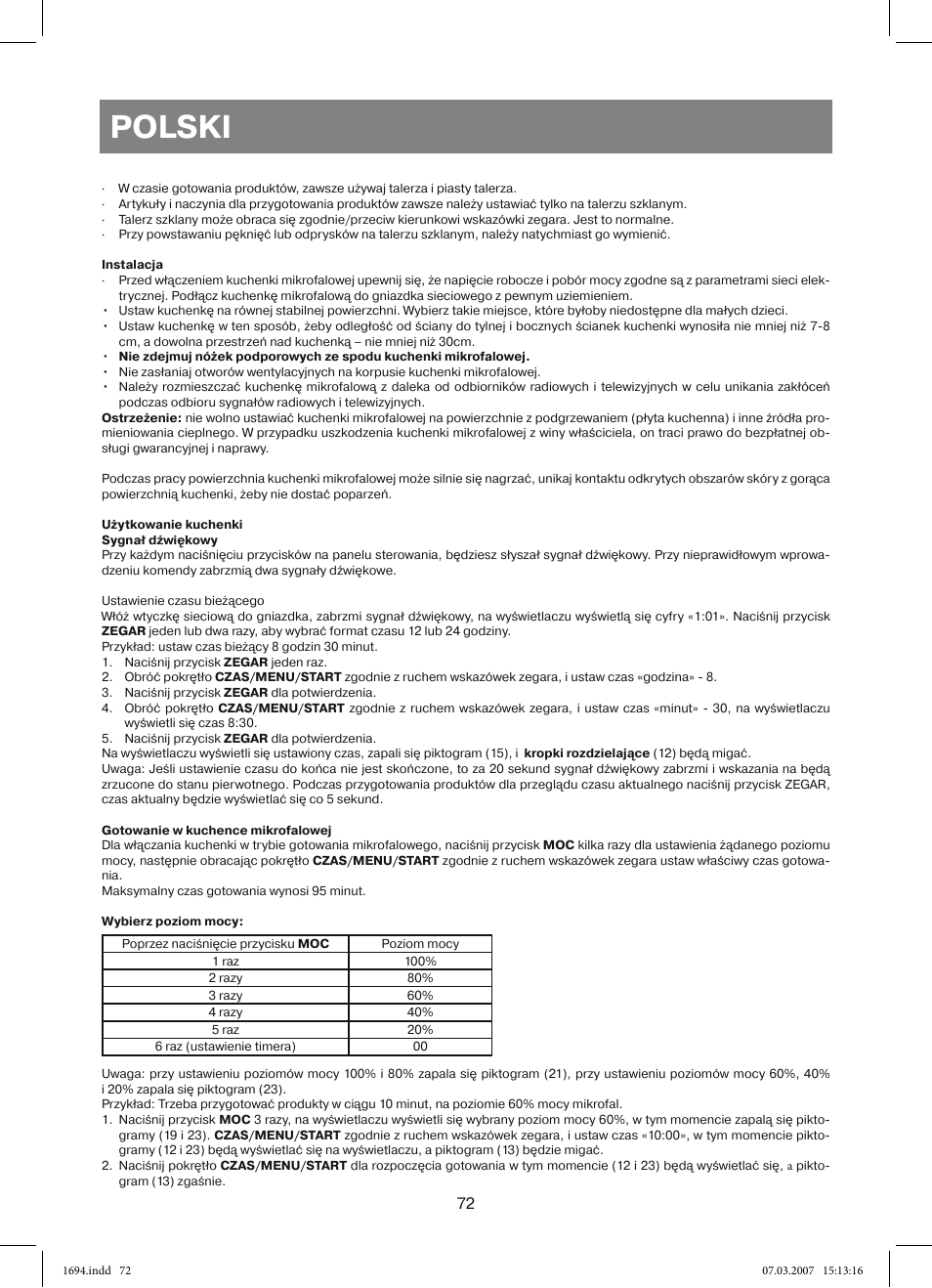 Polski | Vitek VT-1694 User Manual | Page 72 / 112