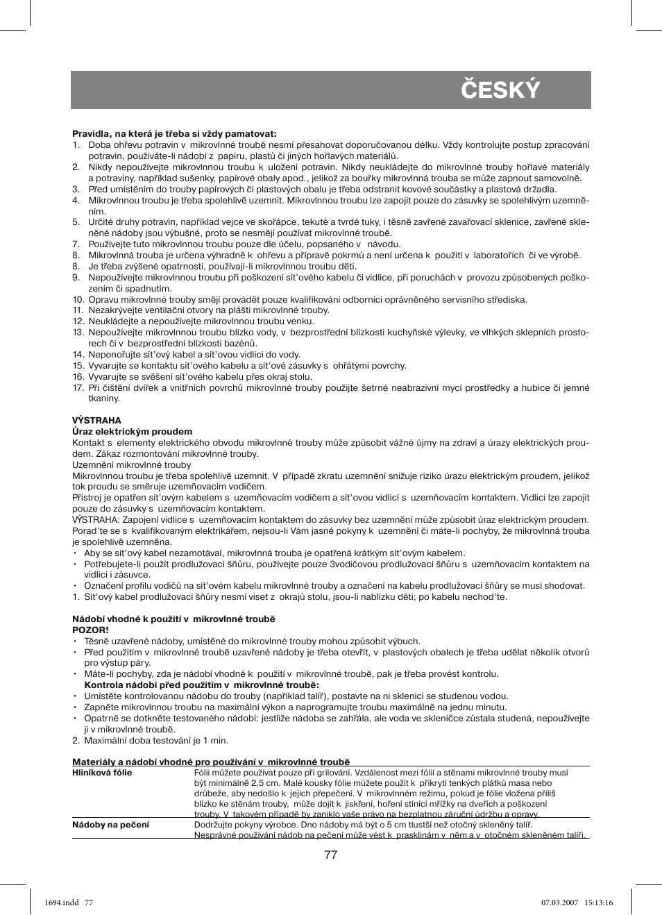 Český | Vitek VT-1694 User Manual | Page 77 / 112