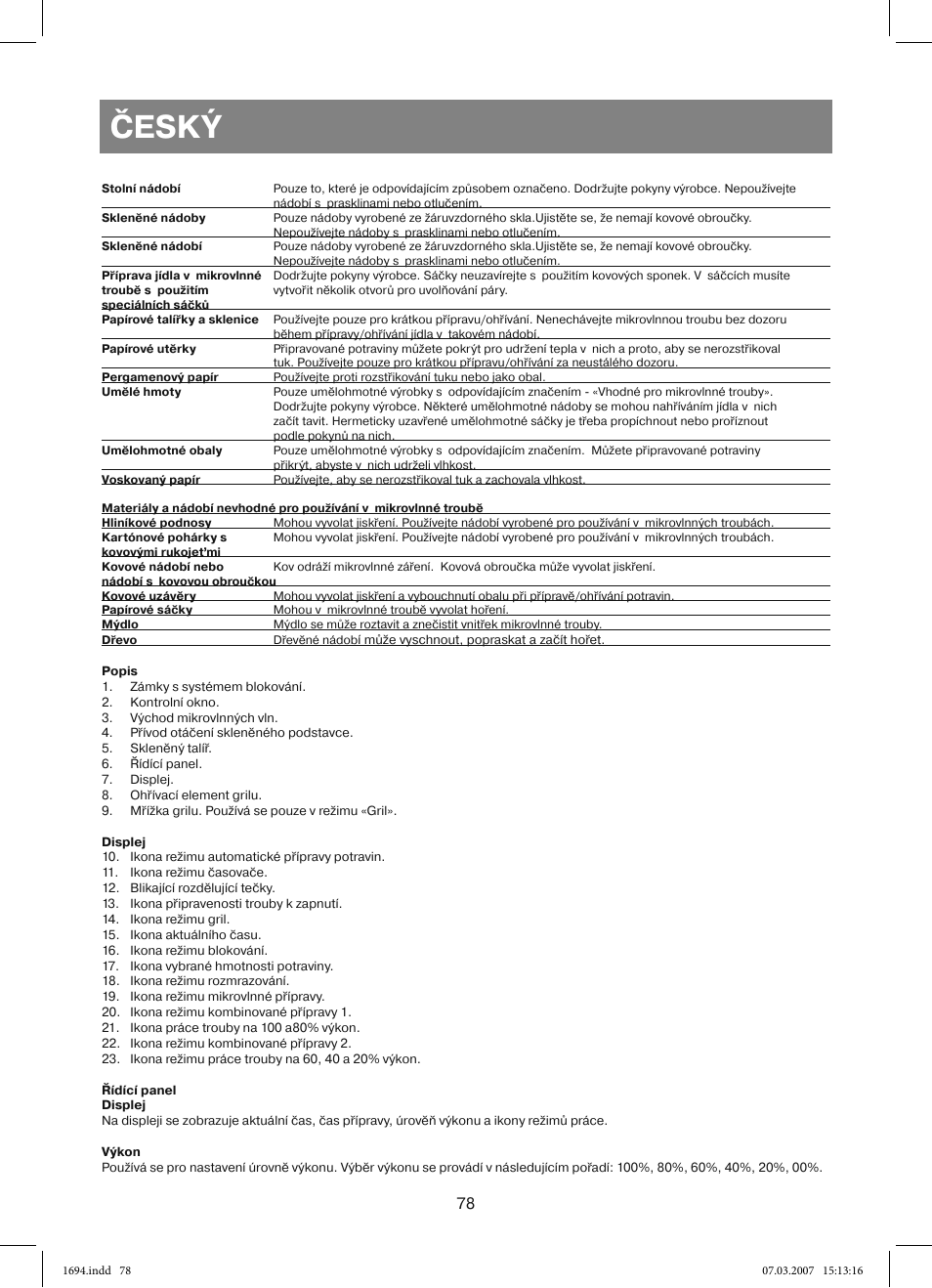 Český | Vitek VT-1694 User Manual | Page 78 / 112