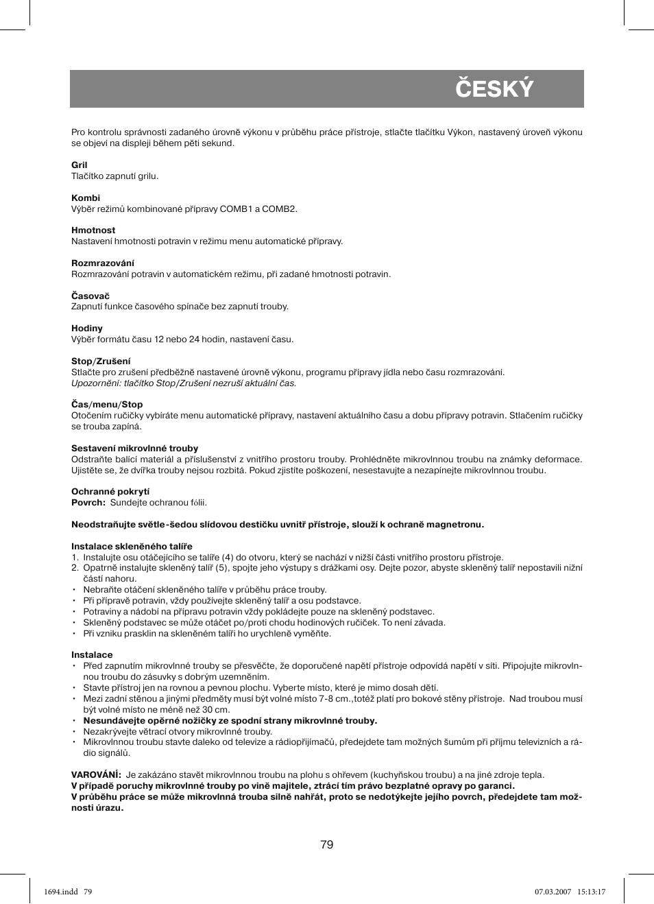 Český | Vitek VT-1694 User Manual | Page 79 / 112