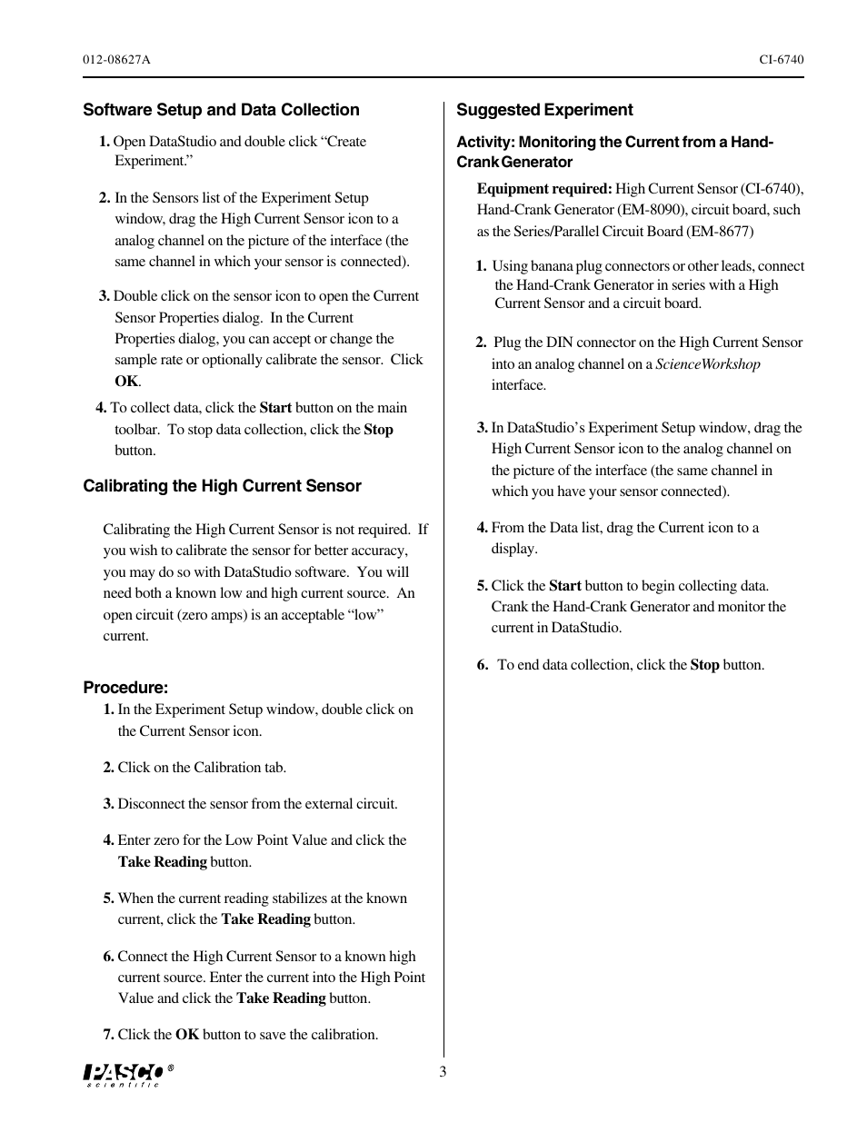 PASCO CI-6740 High Current Sensor User Manual | Page 3 / 4