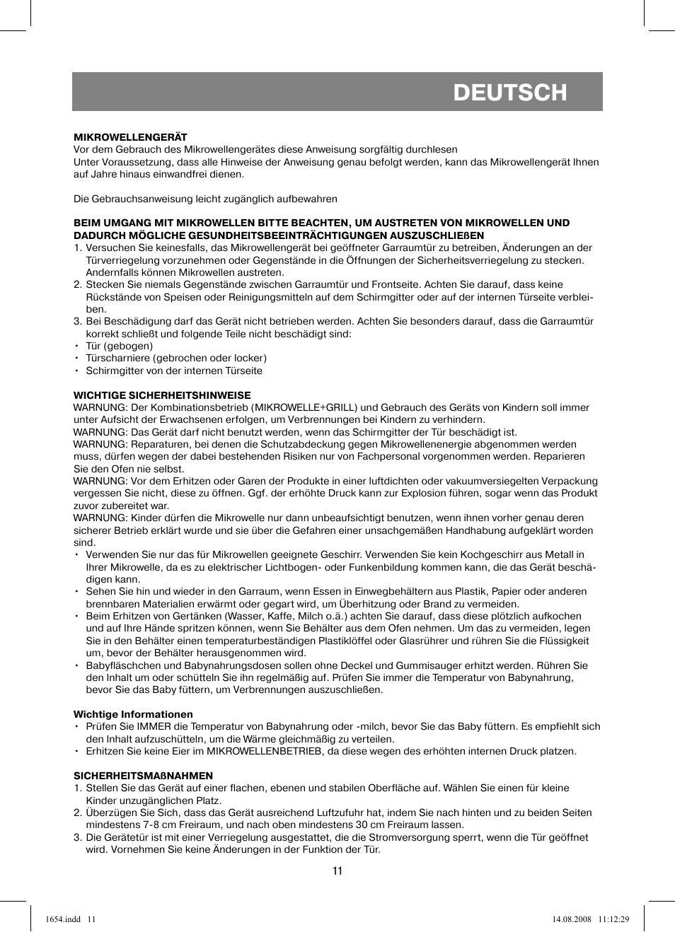 Deutsch | Vitek VT-1654 User Manual | Page 11 / 88