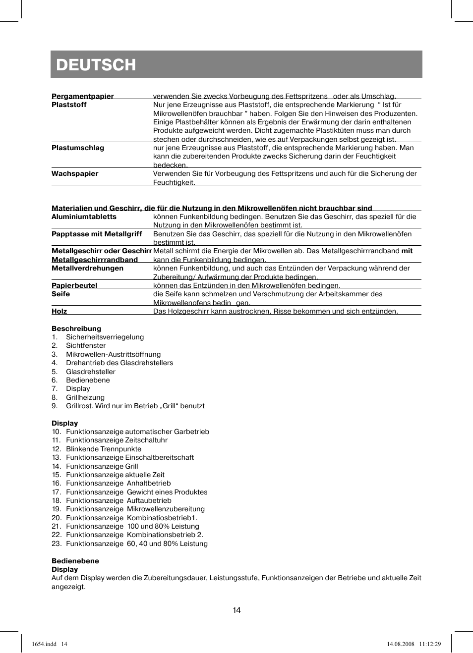Deutsch | Vitek VT-1654 User Manual | Page 14 / 88