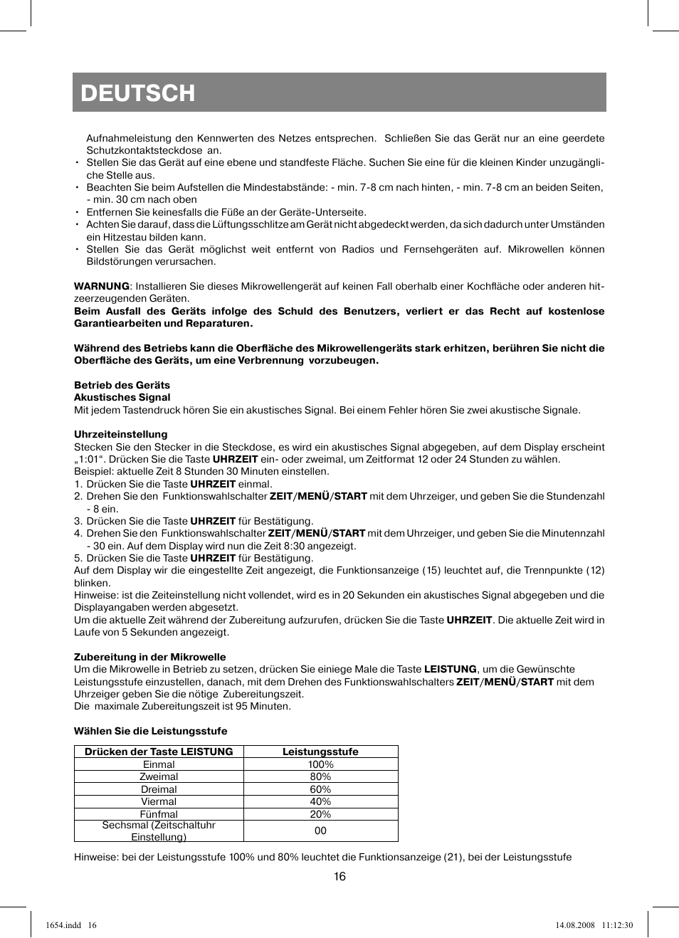 Deutsch | Vitek VT-1654 User Manual | Page 16 / 88