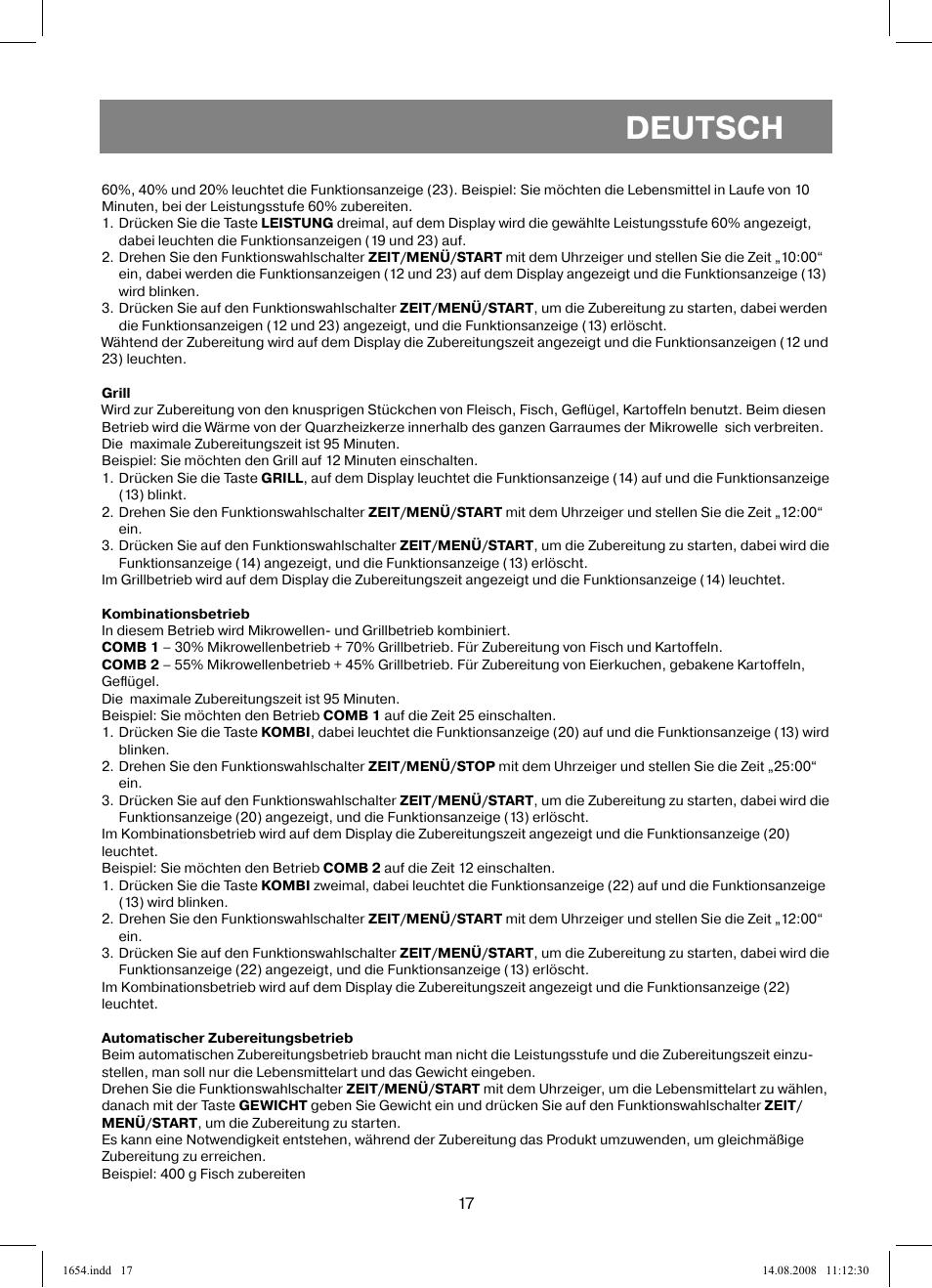 Deutsch | Vitek VT-1654 User Manual | Page 17 / 88