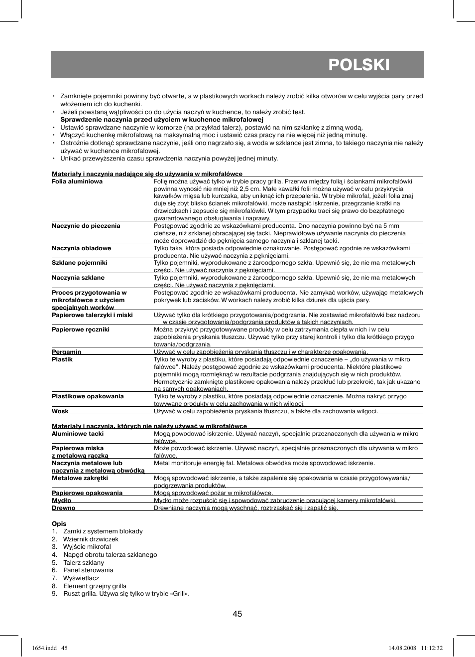 Polski | Vitek VT-1654 User Manual | Page 45 / 88