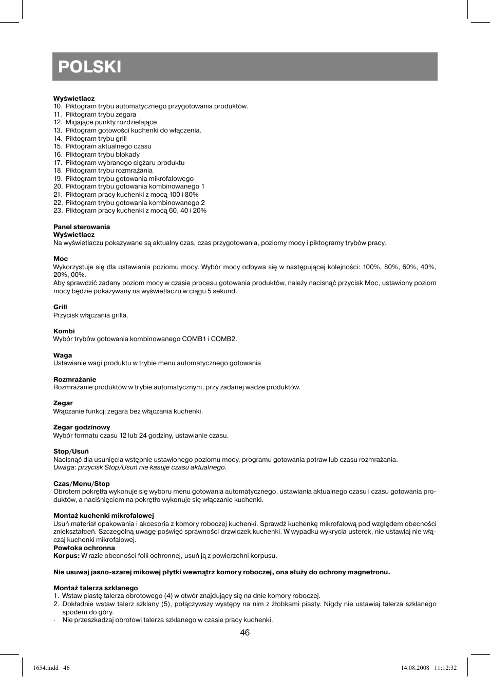 Polski | Vitek VT-1654 User Manual | Page 46 / 88