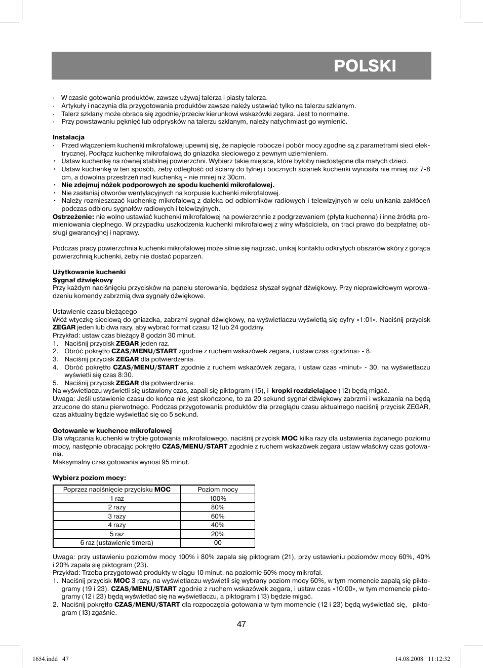 Polski | Vitek VT-1654 User Manual | Page 47 / 88