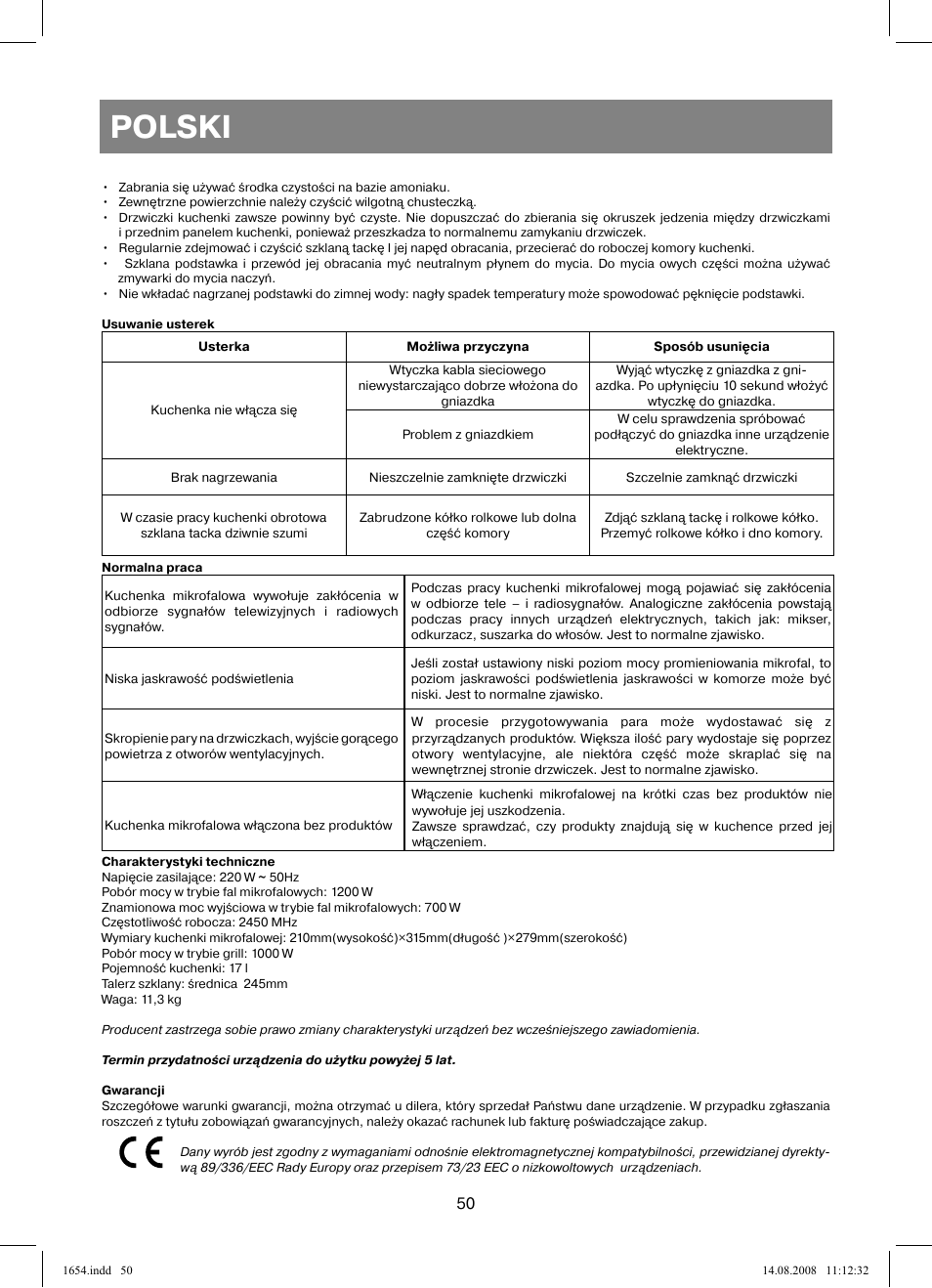 Polski | Vitek VT-1654 User Manual | Page 50 / 88
