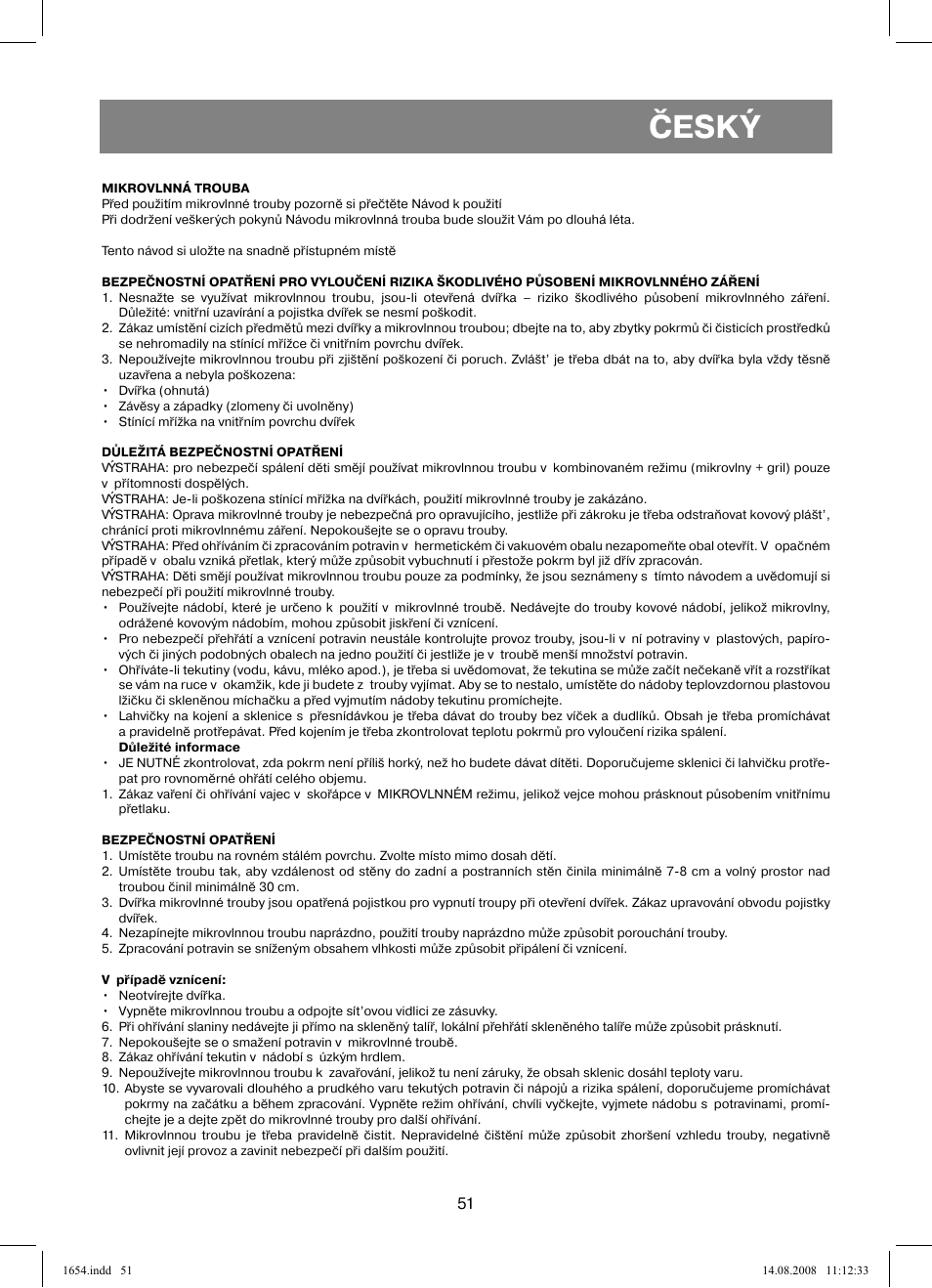 Český | Vitek VT-1654 User Manual | Page 51 / 88