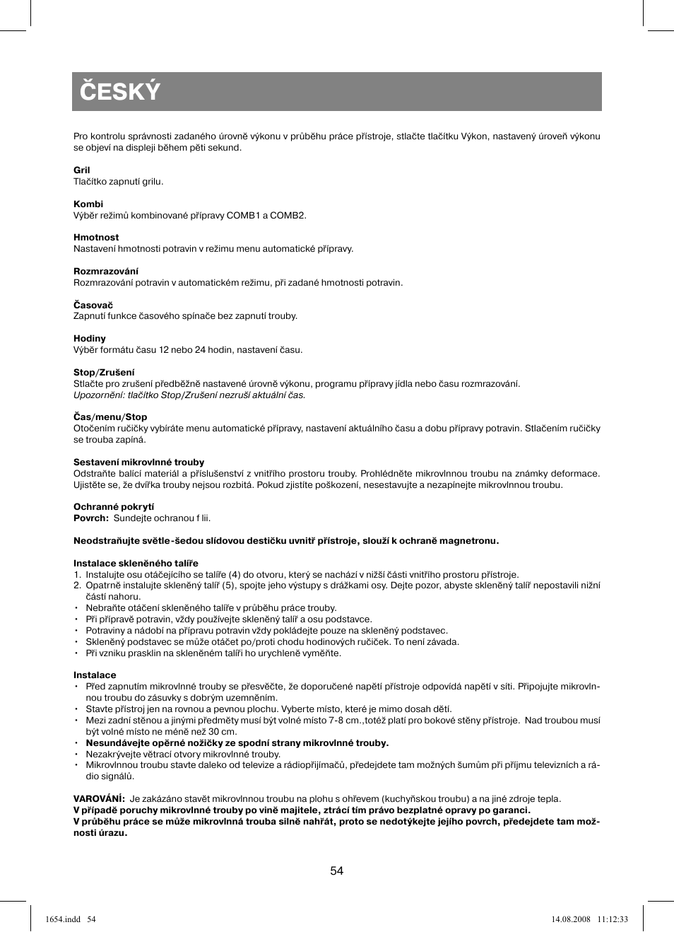 Český | Vitek VT-1654 User Manual | Page 54 / 88
