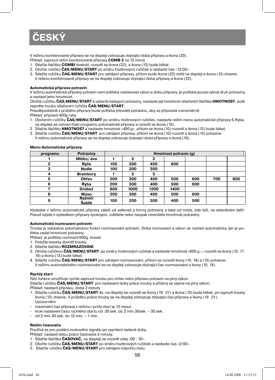 Český | Vitek VT-1654 User Manual | Page 56 / 88