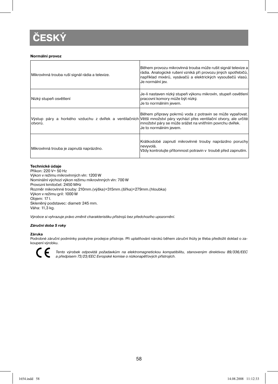 Český | Vitek VT-1654 User Manual | Page 58 / 88
