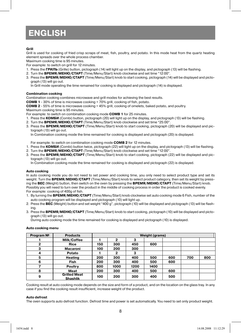 English | Vitek VT-1654 User Manual | Page 8 / 88