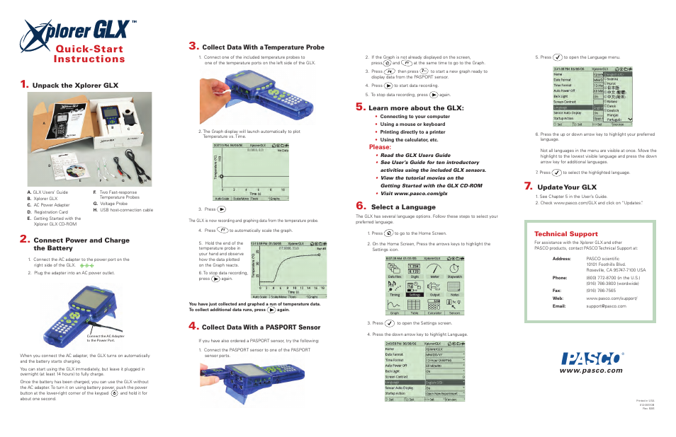 PASCO Xplorer-GLX Quick-Start User Manual | 2 pages