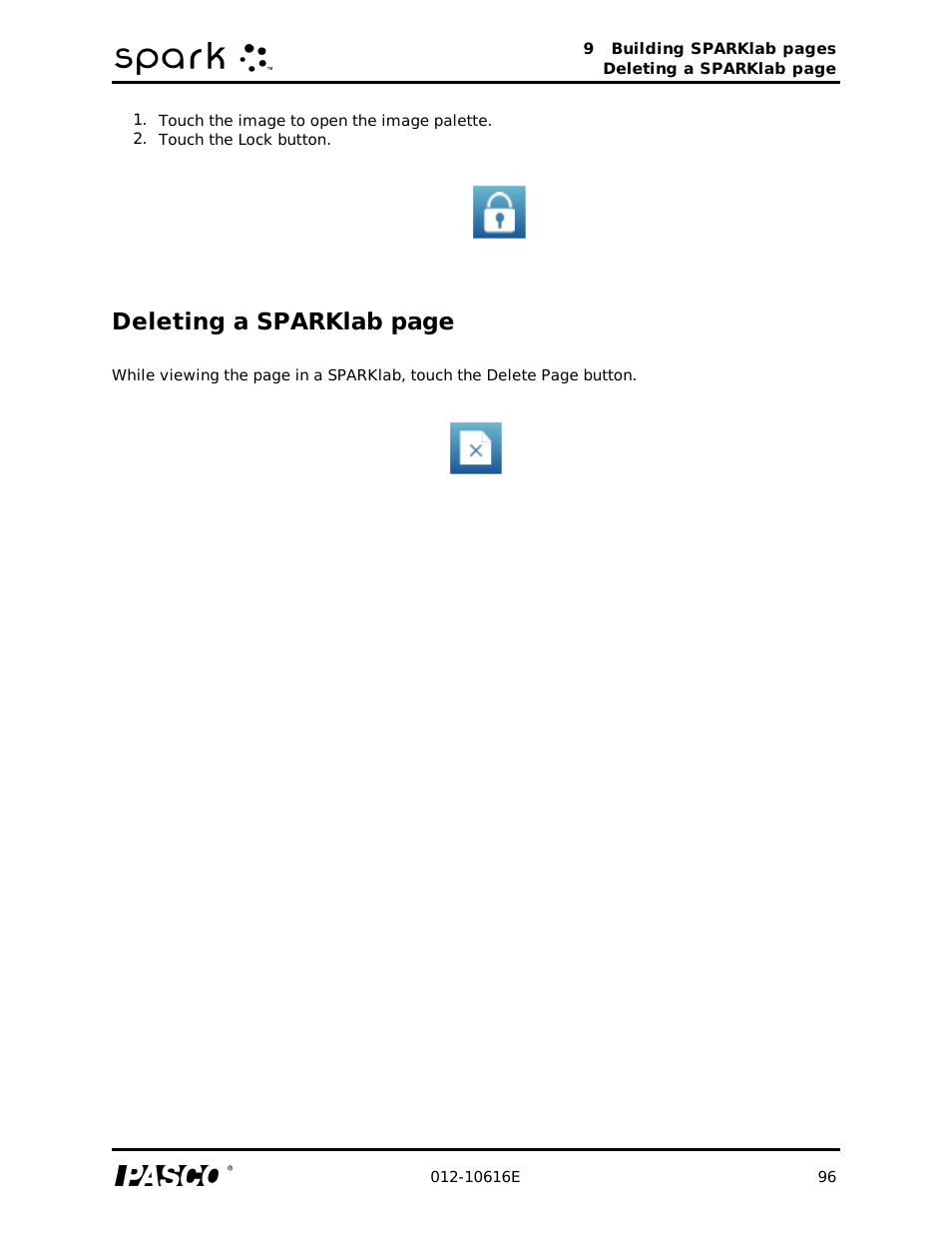 Deleting a sparklab page | PASCO SPARK Science Learning System Ver. 1.4.0 User's Guide User Manual | Page 105 / 124