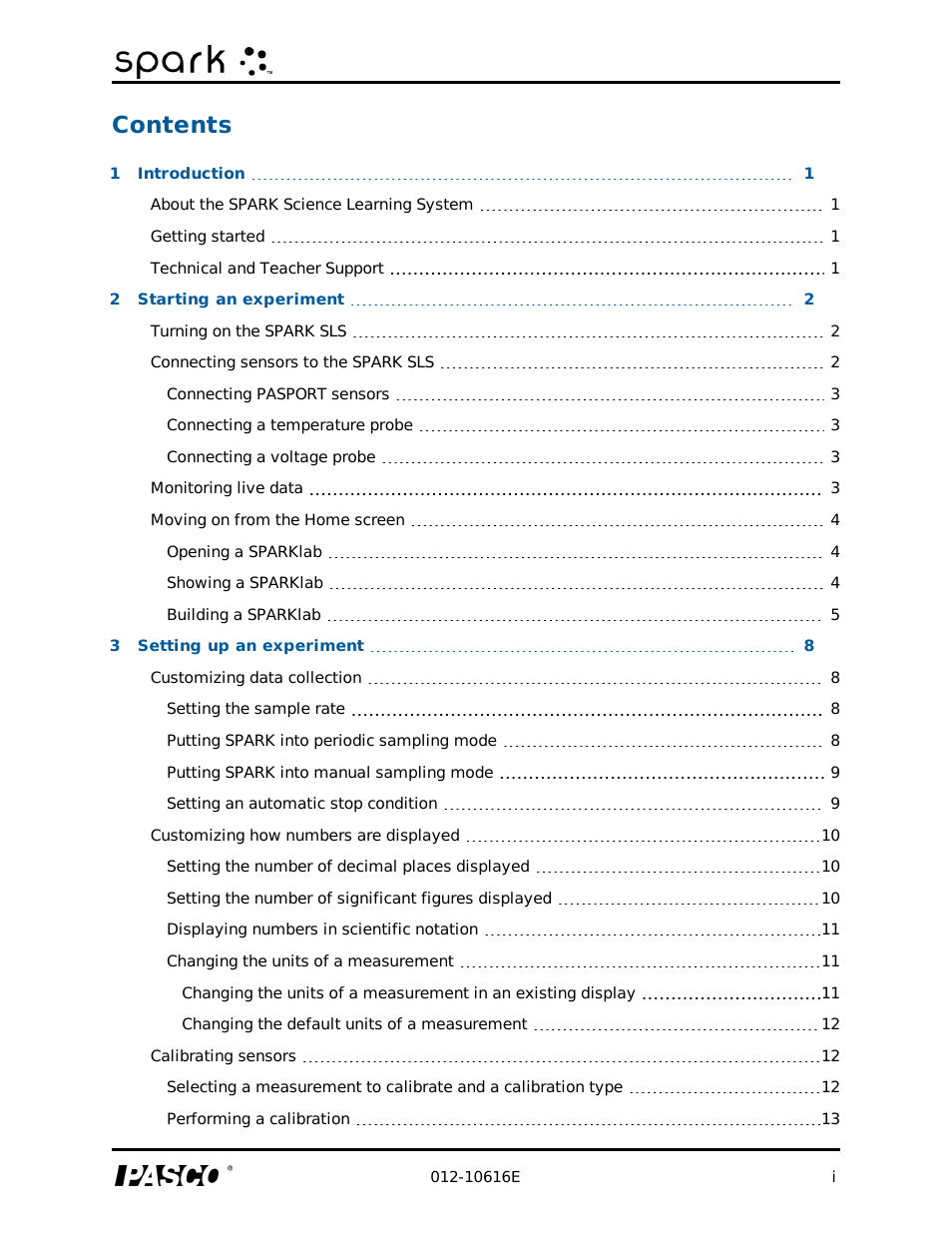 PASCO SPARK Science Learning System Ver. 1.4.0 User's Guide User Manual | Page 3 / 124