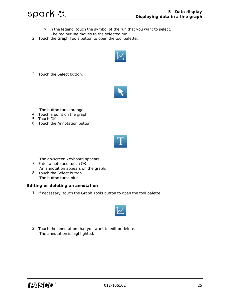 Editing or deleting an annotation | PASCO SPARK Science Learning System Ver. 1.4.0 User's Guide User Manual | Page 34 / 124