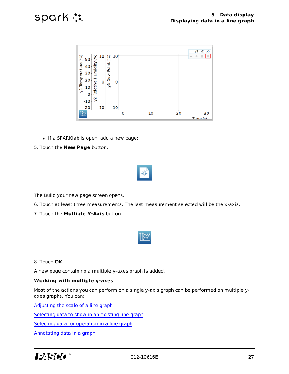 Working with multiple y-axes | PASCO SPARK Science Learning System Ver. 1.4.0 User's Guide User Manual | Page 36 / 124