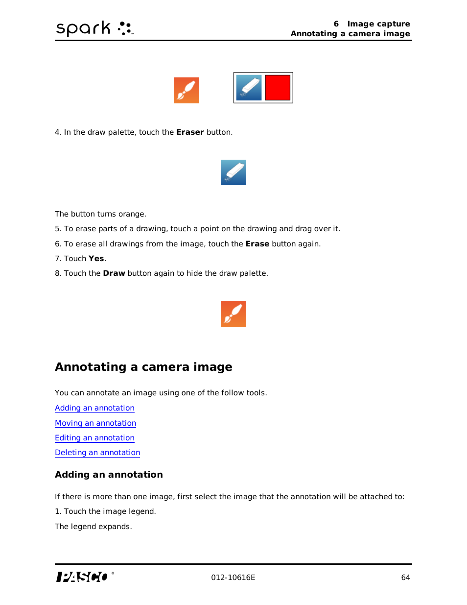 Annotating a camera image, Adding an annotation | PASCO SPARK Science Learning System Ver. 1.4.0 User's Guide User Manual | Page 73 / 124