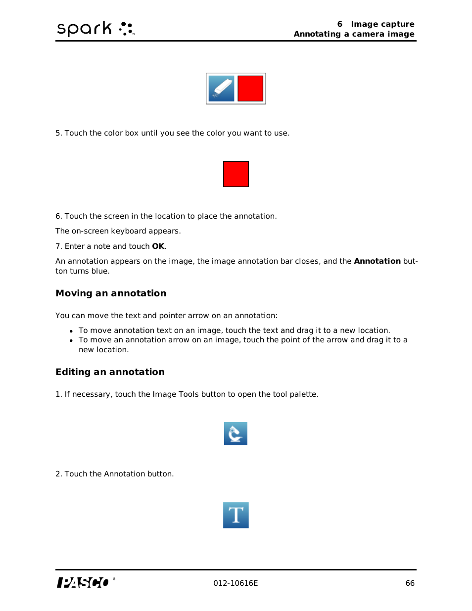 Moving an annotation, Editing an annotation | PASCO SPARK Science Learning System Ver. 1.4.0 User's Guide User Manual | Page 75 / 124