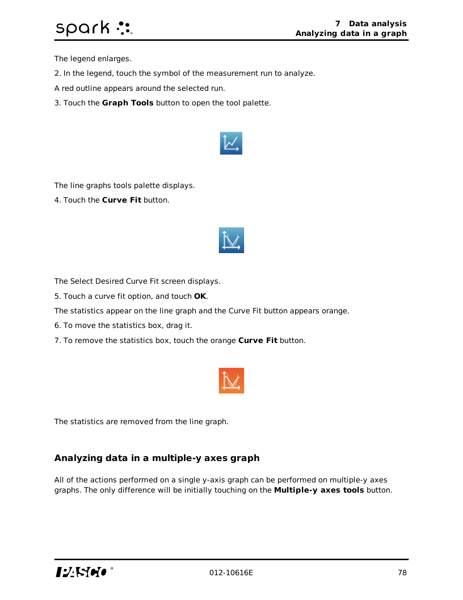 Analyzing data in a multiple-y axes graph | PASCO SPARK Science Learning System Ver. 1.4.0 User's Guide User Manual | Page 87 / 124