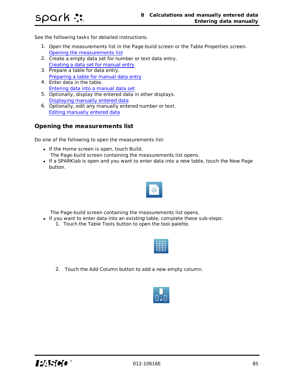 Opening the measurements list | PASCO SPARK Science Learning System Ver. 1.4.0 User's Guide User Manual | Page 94 / 124