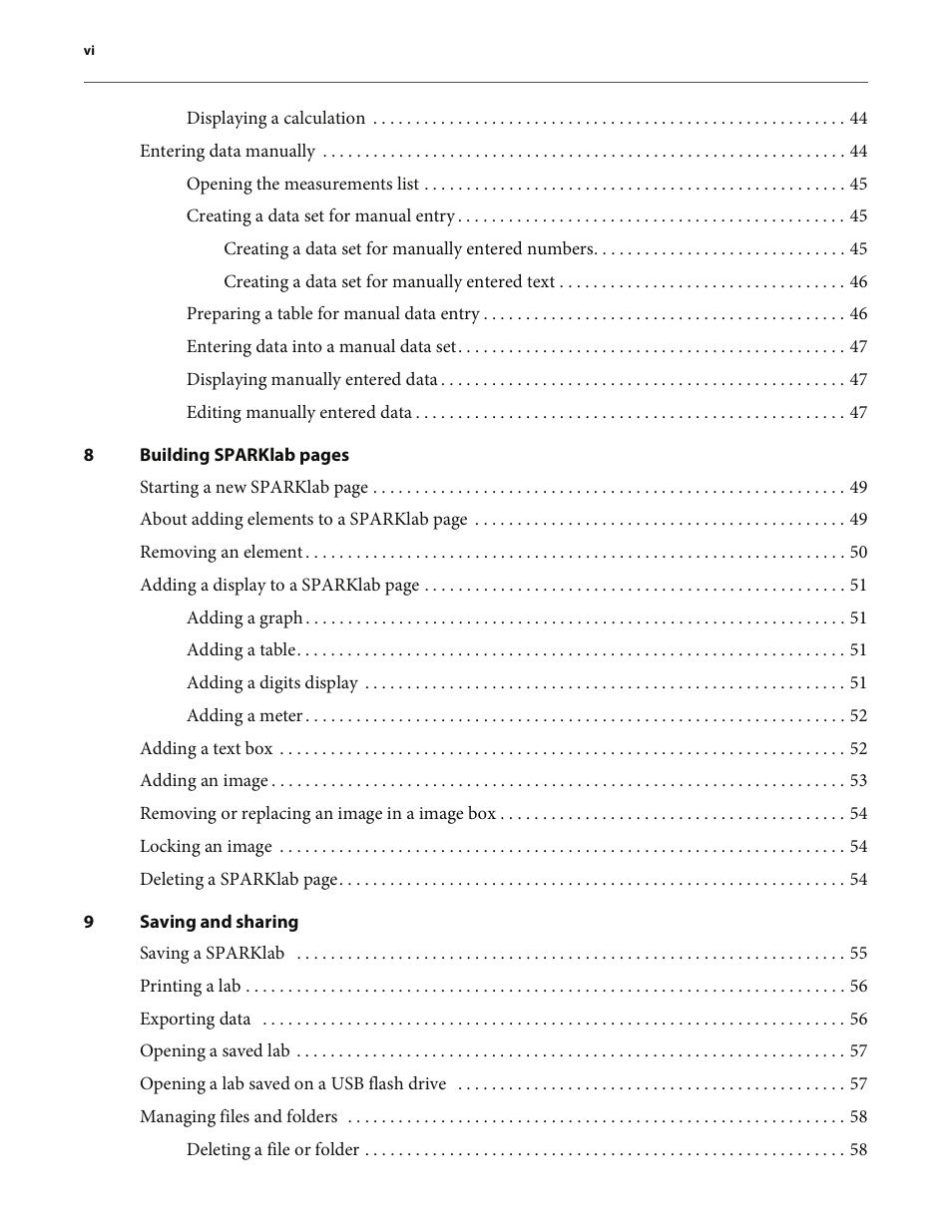 PASCO SPARK Science Learning System User's Guide User Manual | Page 6 / 86