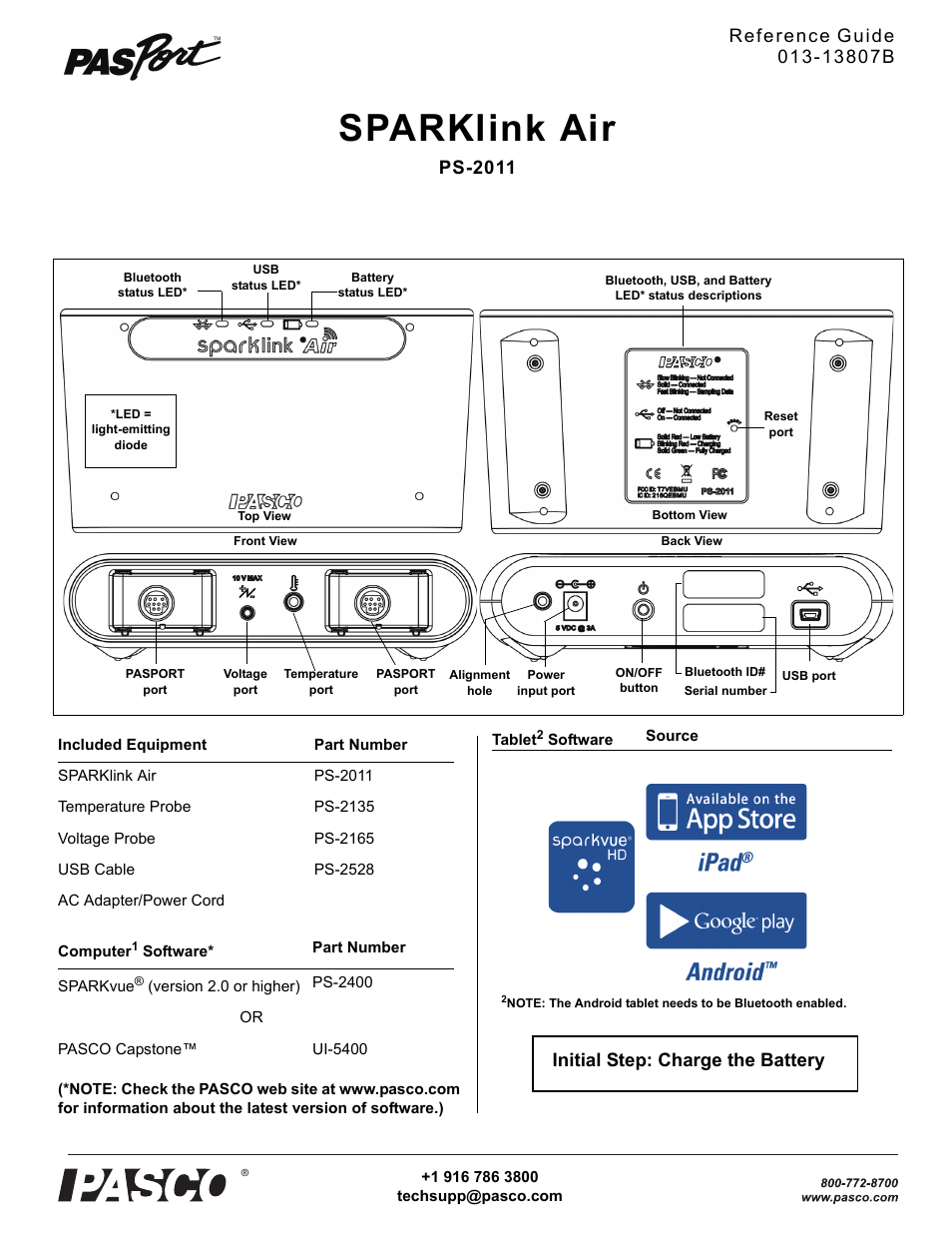 PASCO PS-2011 SPARKlink Air User Manual | 3 pages