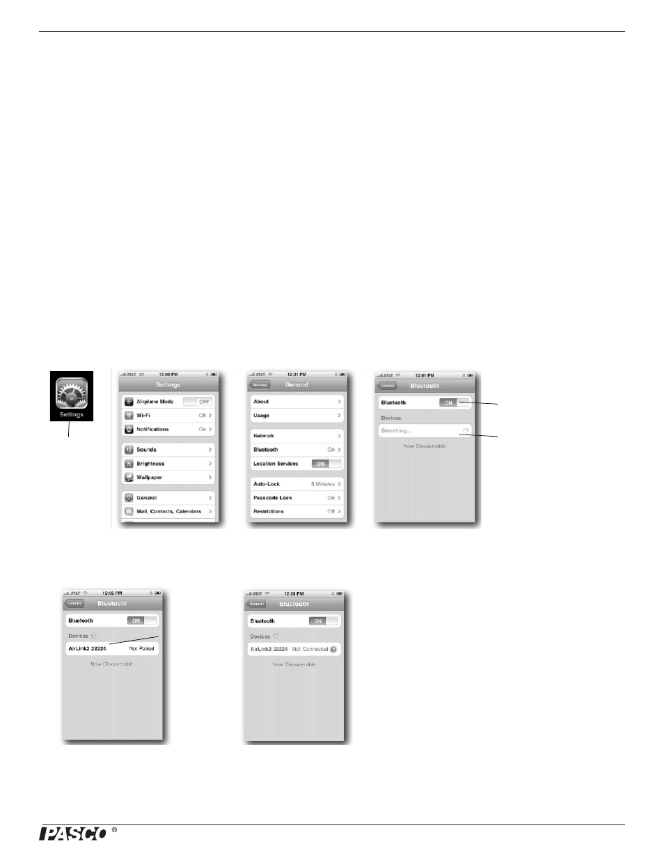 Part one: using the airlink, With the ipad, iphone or ipod touch, Setting up the ipad, iphone or ipod touch | PASCO PS-2010 AirLink2 User Manual | Page 3 / 12