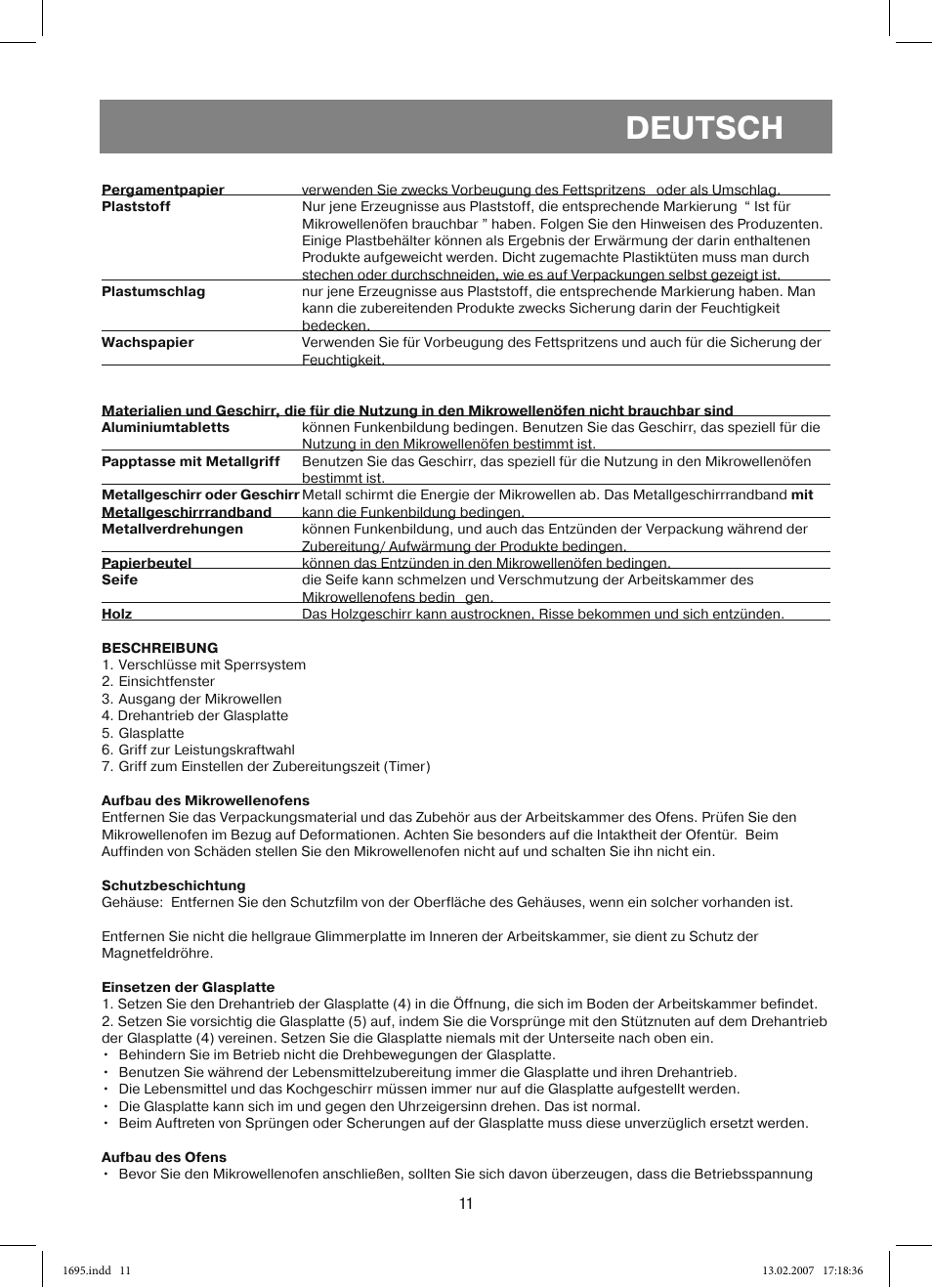 Deutsch | Vitek VT-1695 Perseus User Manual | Page 11 / 72