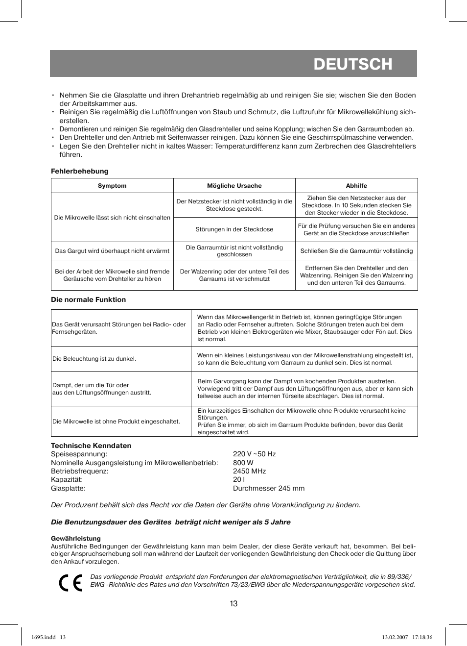 Deutsch | Vitek VT-1695 Perseus User Manual | Page 13 / 72