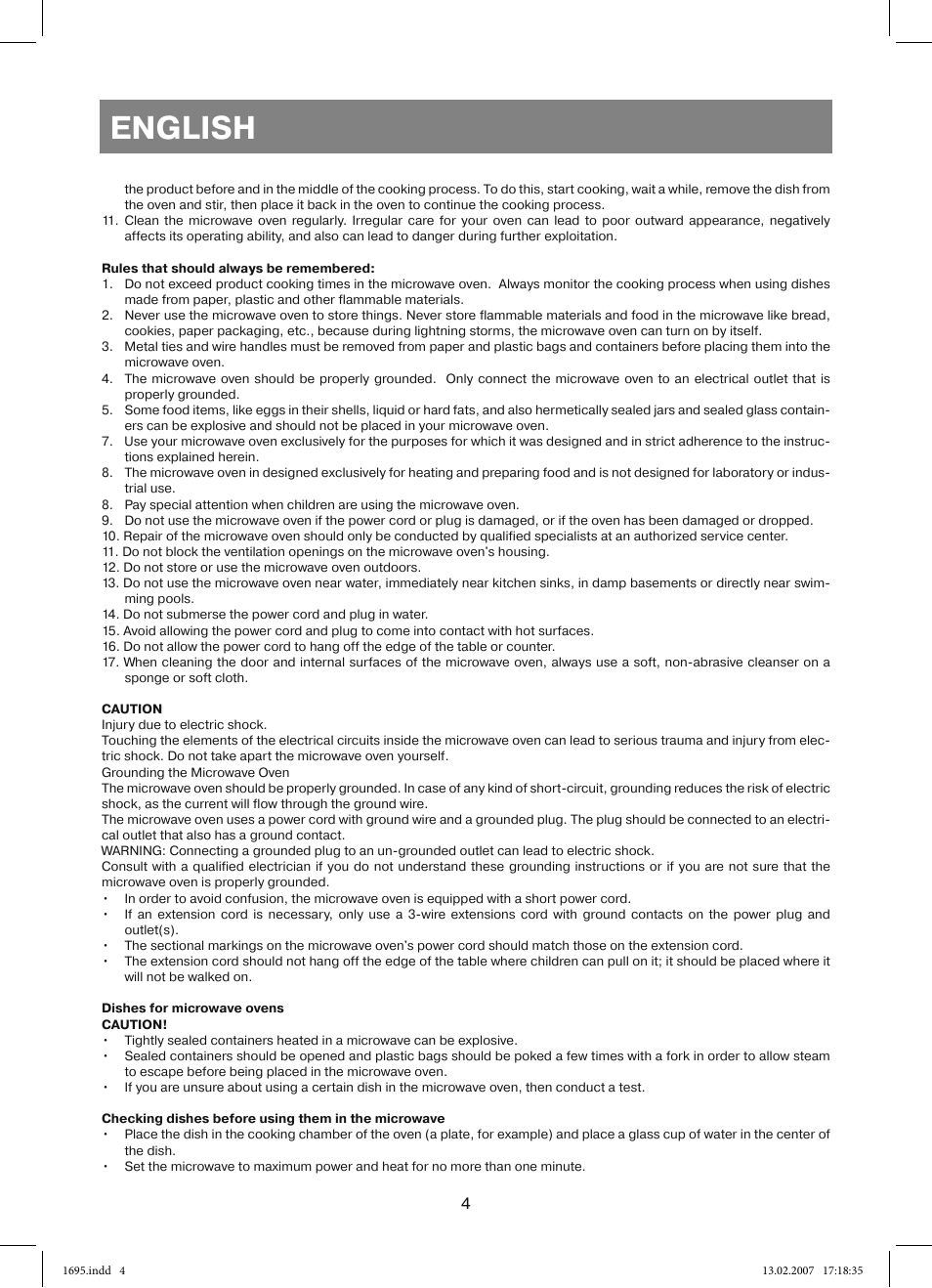 English | Vitek VT-1695 Perseus User Manual | Page 4 / 72