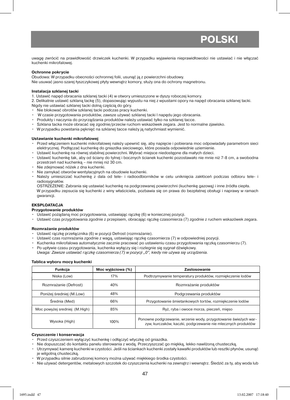 Polski | Vitek VT-1695 Perseus User Manual | Page 47 / 72