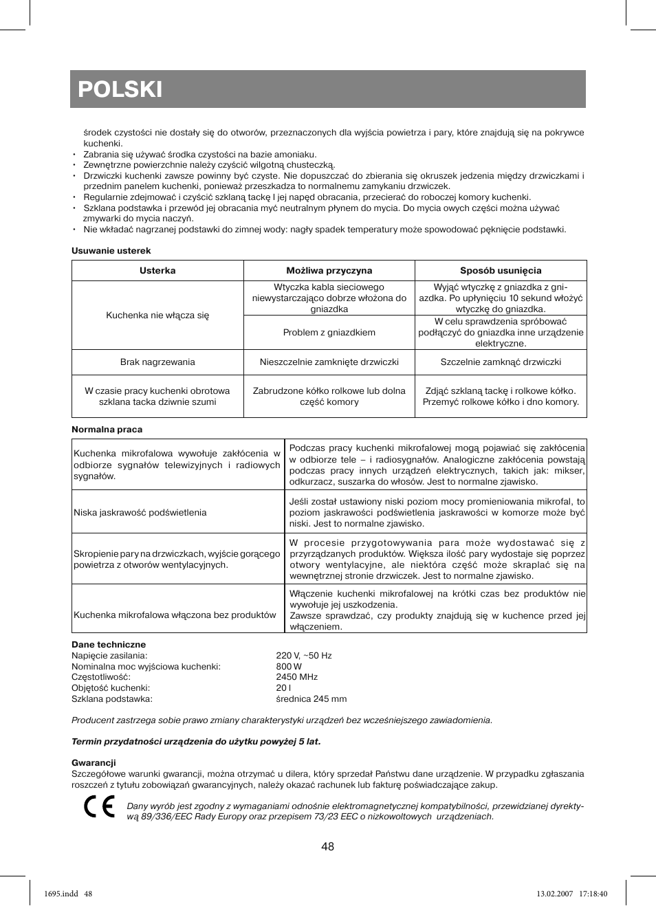 Polski | Vitek VT-1695 Perseus User Manual | Page 48 / 72