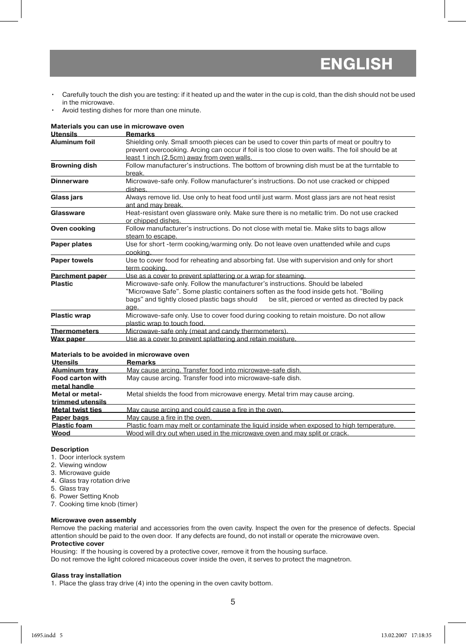 English | Vitek VT-1695 Perseus User Manual | Page 5 / 72