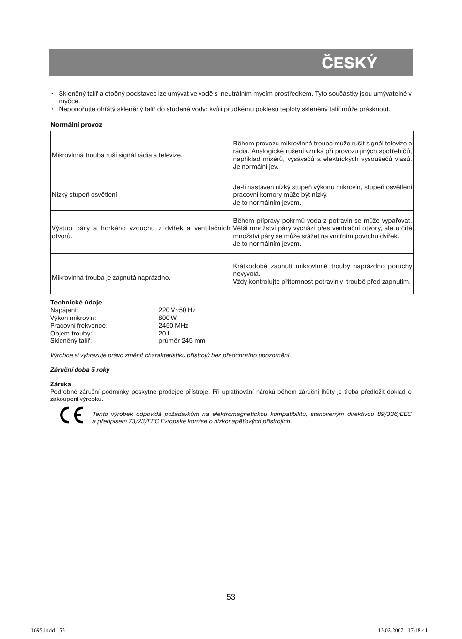 Český | Vitek VT-1695 Perseus User Manual | Page 53 / 72