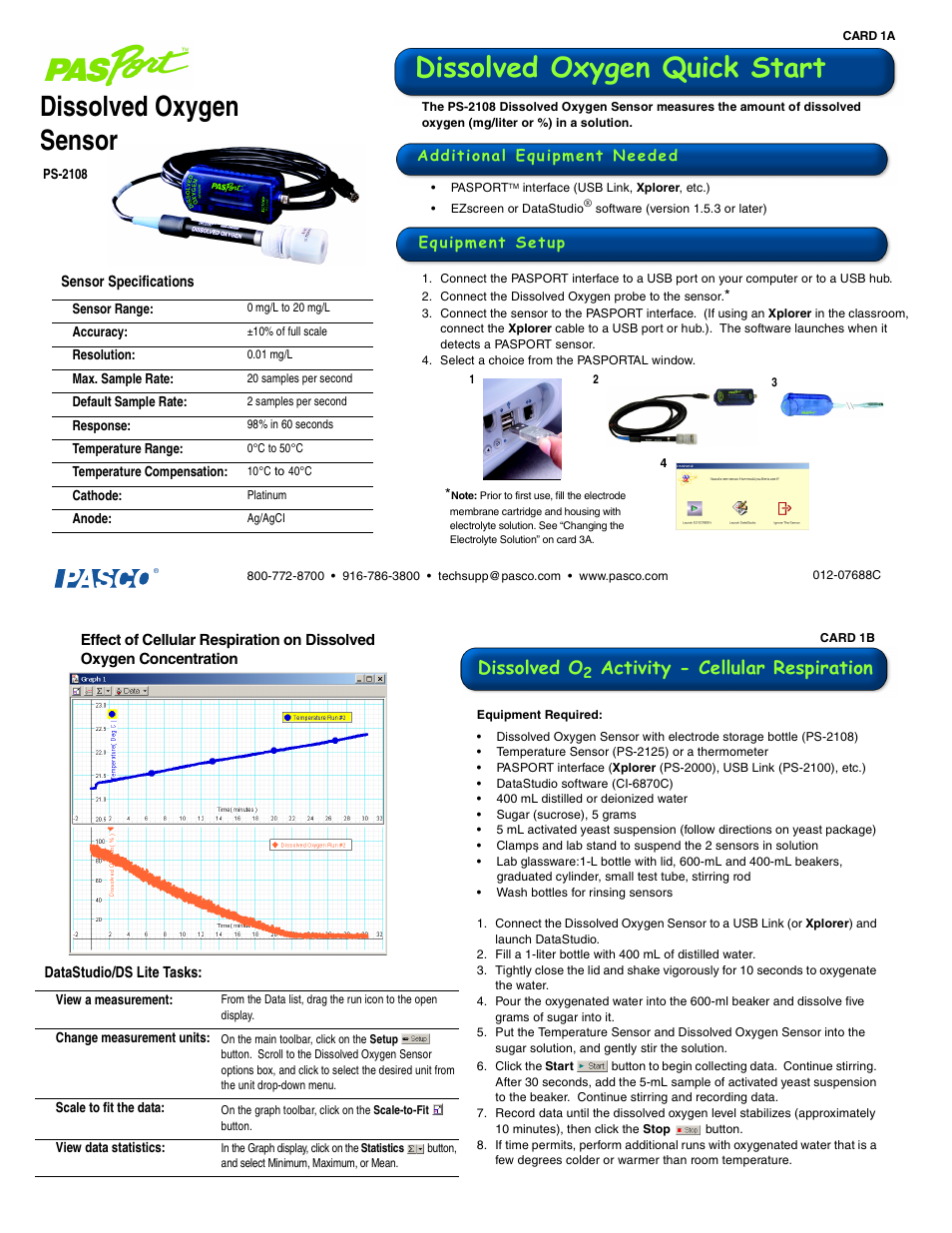 PASCO PS-2108 Dissolved Oxygen Sensor User Manual | 3 pages