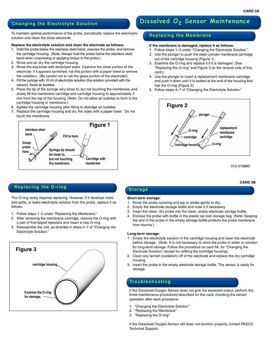 Dissolved o, Sensor maintenance, Figure 1 | Figure 2, Figure 3 | PASCO PS-2108 Dissolved Oxygen Sensor User Manual | Page 3 / 3