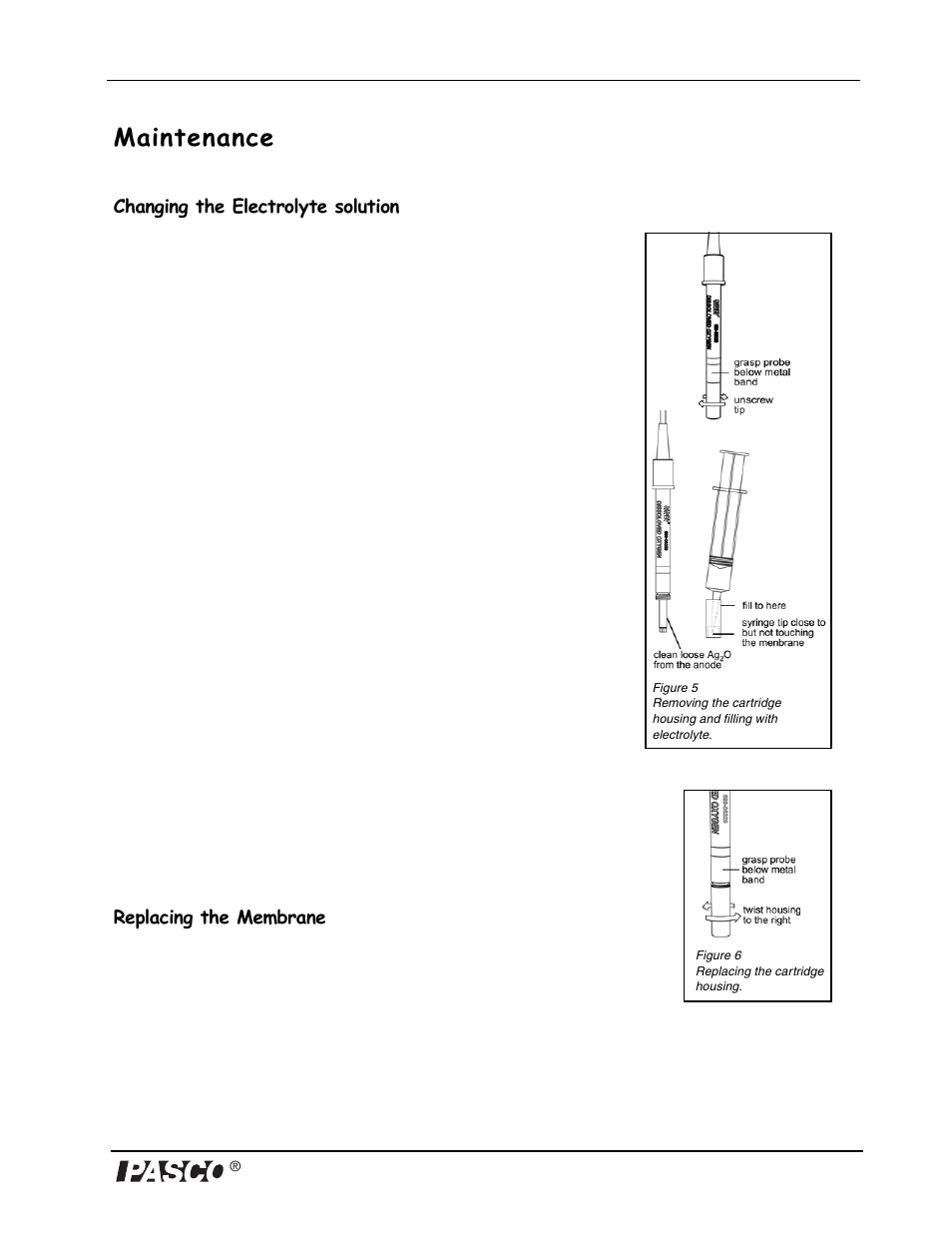 Maintenance | PASCO PS-2108 Dissolved Oxygen Sensor User Manual | Page 11 / 40
