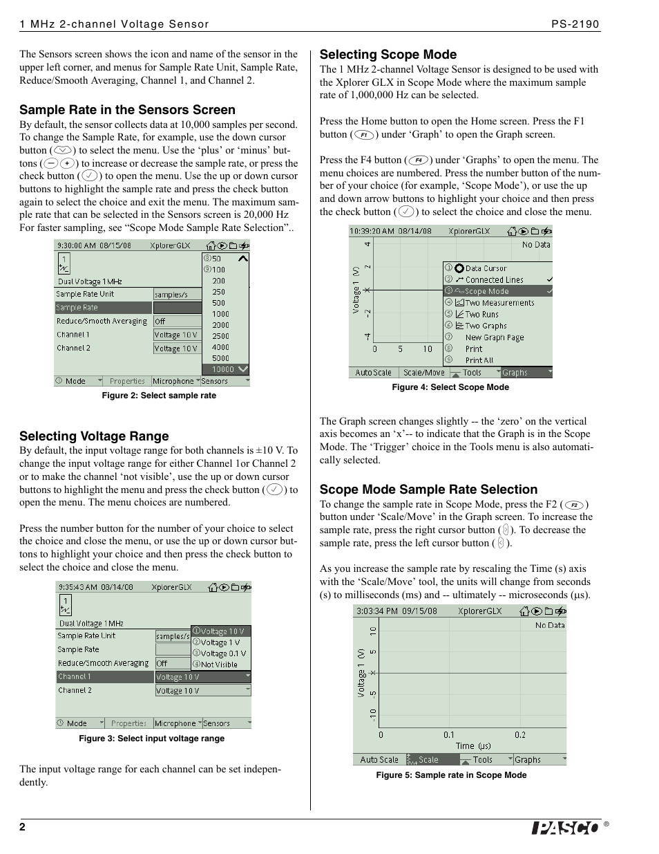 PASCO PS-2190 1 MHz 2-channel Voltage Sensor User Manual | Page 2 / 4